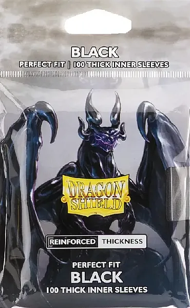 DRAGON SHIELD STANDARD SIZE PERFECT FIT THICK INNER CARD SLEEVES - BLACK (100 SLEEVES)